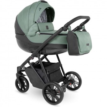 Коляска 2 в 1 CAMARELO ZEO'23-13 шалфей жаккард чёрная экокожа Коляска 2 в 1 CAMARELO ZEO'23-13 шалфей жаккард чёрная экокожа